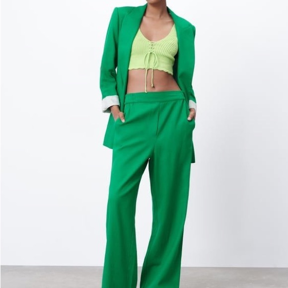 Zara Jackets & Coats Zara Green Linen Suit Poshmark